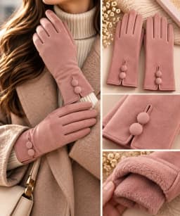 Guantes botón rosa