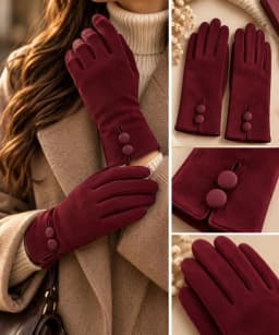 Guantes botón burdeos